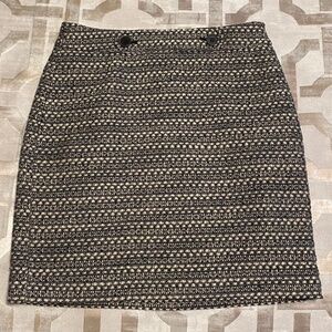 LOFT Petite Black and White Tweed Skirt, Size 00 Petite